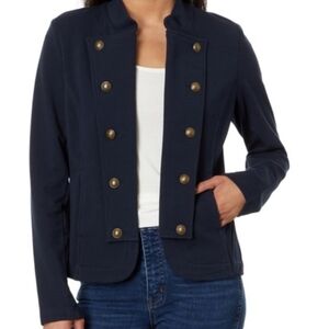 Tommy Hilfiger Navy Military Inspired with Brass Style Buttons Band Jacket